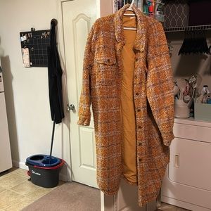 Good American Long coat // multicolored plaid // size 3/4